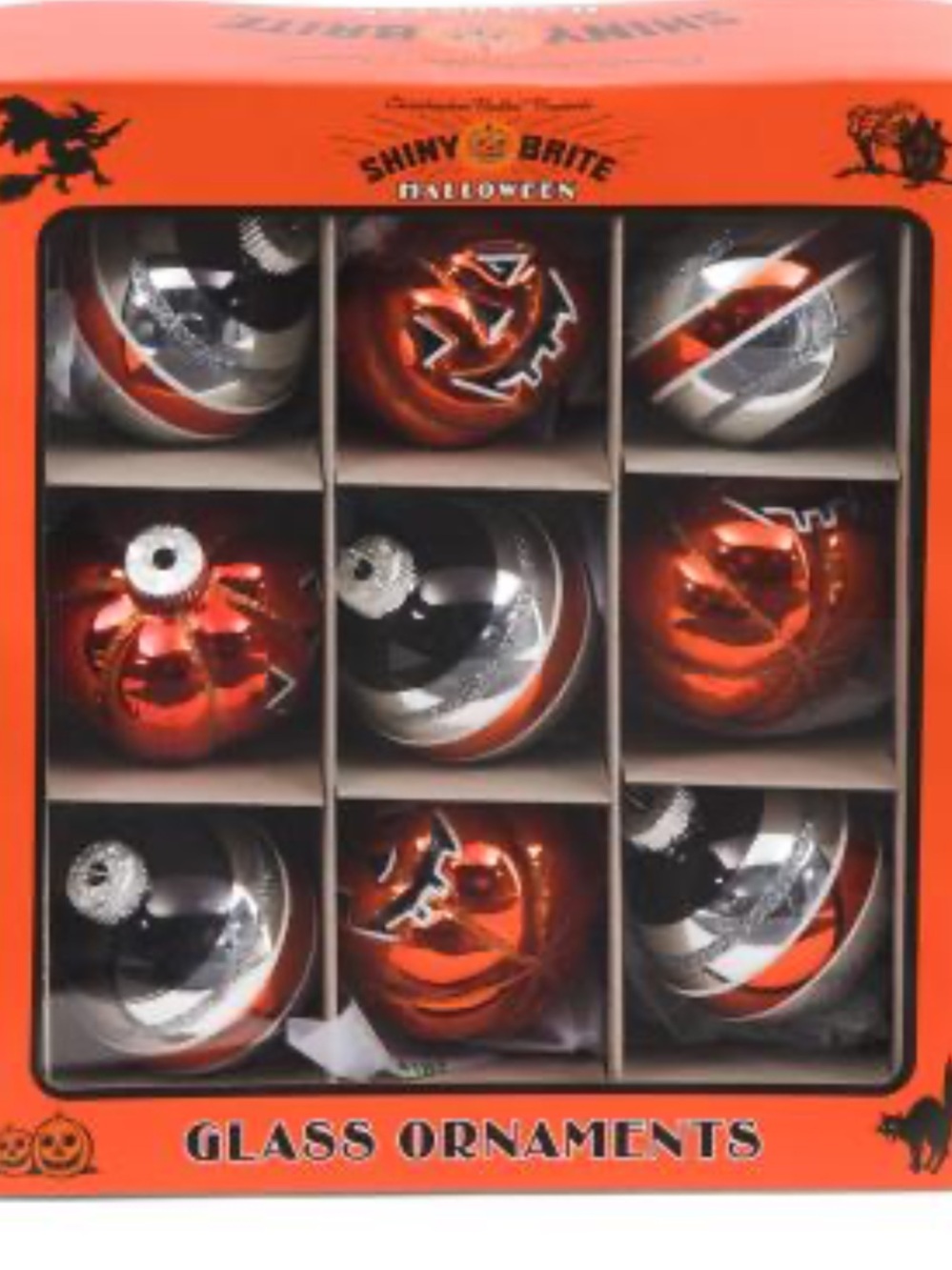 🆕 SHINY BRITE Halloween Ornaments Glass 9 Set Vintage Style Christopher Radko